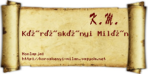 Köröskényi Milán névjegykártya