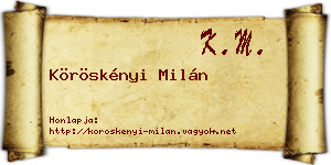 Köröskényi Milán névjegykártya